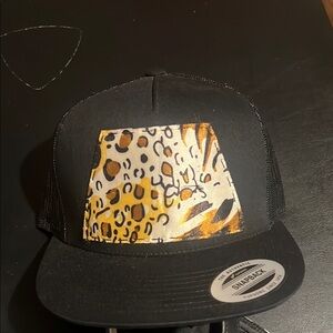 Leopard Print Black Snapback Hat